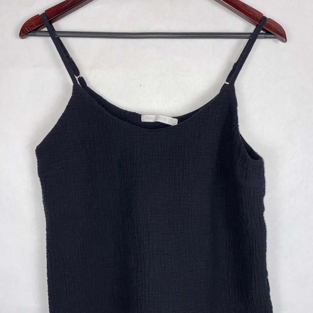Park Adelyn Cotton Black Cropped Cami Spaghetti Strap Top size Large EUC